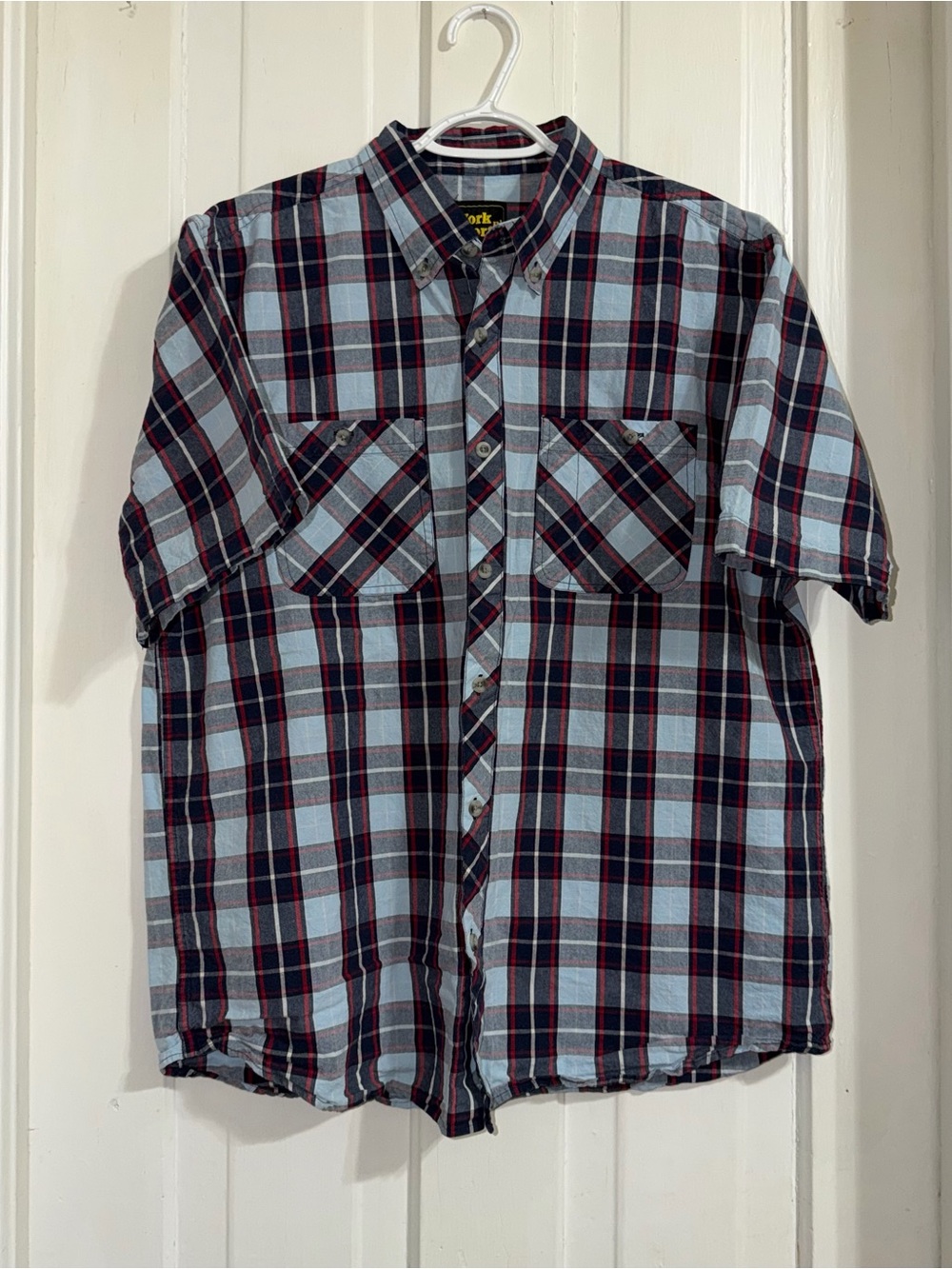 Men's XL shirt‎ Work-Style Short Sleeve Plaid Button-Up Shirt work n sport